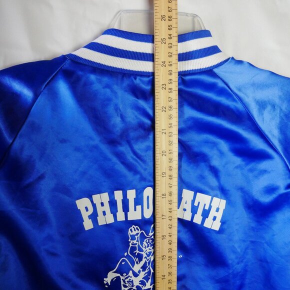 Vintage Baseball Blue Jacket Size L USA Philomath Frolic & Rodeo Back Print - Picture 8 of 10